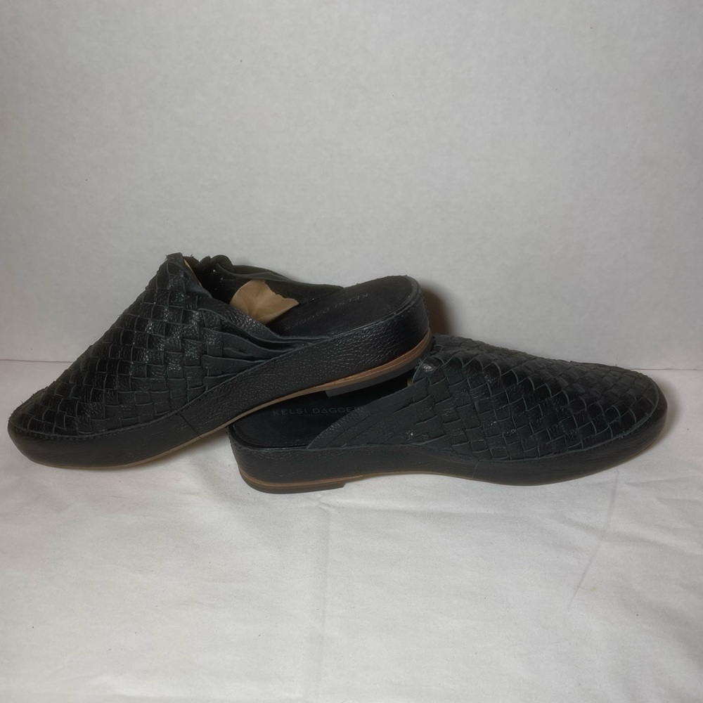 Kelsi Dagger Brooklyn Maple woven black leather mules size 10 - Picture 4 of 7
